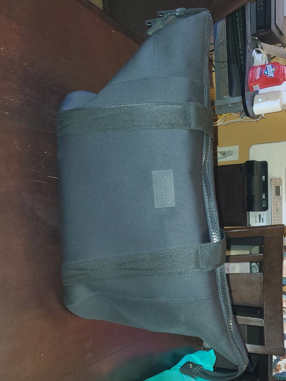 FULL SIZE DAGNE DOVER CARRY-ALL BAG WITH FULL SIZE DUST BAG AND ZIPPERED POUCH.